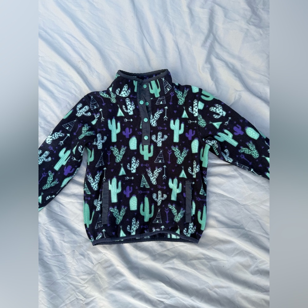 Cruel Girl Kids Cactus Print Sweater - Black and Green
